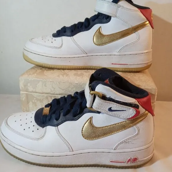 Vintage Nike Air Force 1 High Premium Olympic USA Golden Swoosh 6.5 Y
