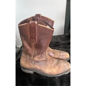 Vintage Red Wing Pecos Leather Boots Distressed Sz 10.5 steel toe