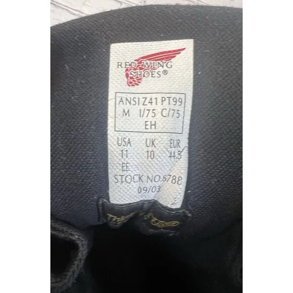 vintage Red Wing Steel Toe Brown Leather Boots‎ Men's Size 11 EE Stock No. 6788