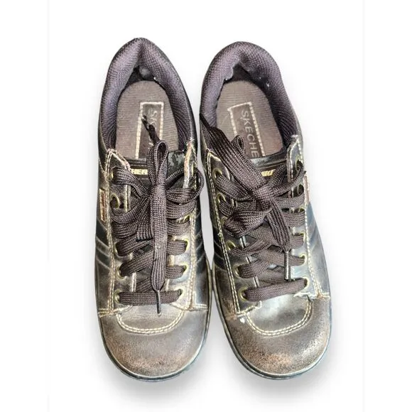 Vintage Skechers 90's y2k chunky lace up Oxford leather brown sneakers sz 7.5