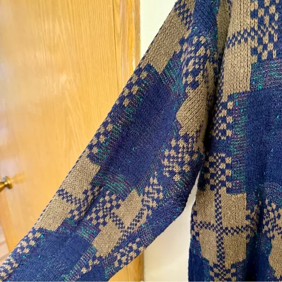 Vintage Tony Lambert 80s Abstract Sweater L |Made in USA Chunky Knit Cosby Style