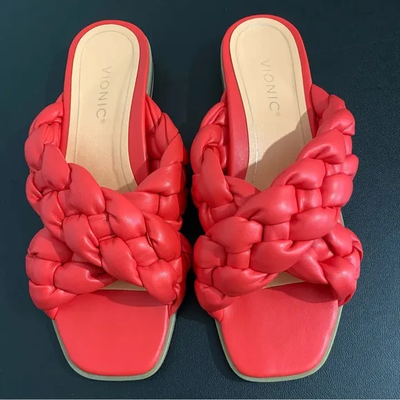 Vionic Kalina Puff Braided Slides Sandals Comfort Shoes