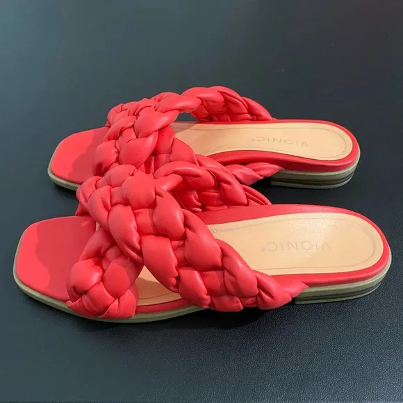 Vionic Kalina Puff Braided Slides Sandals Comfort Shoes