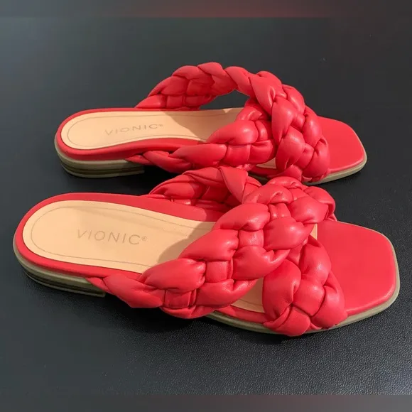 Vionic Kalina Puff Braided Slides Sandals Comfort Shoes