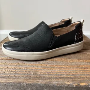 Vionic Shoes Womens 7.5 Black Penelope Croc Slip On Leather Comfort Low Top