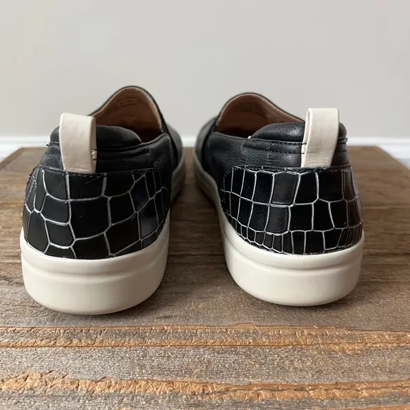 Vionic Shoes Womens 7.5 Black Penelope Croc Slip On Leather Comfort Low Top