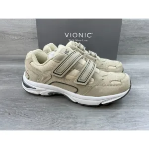 Vionic Walk Tabi SDE Women's 8 Cream Suede Mesh Comfort Athletic Walking Sneaker