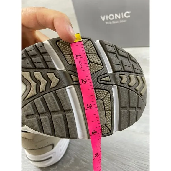 Vionic Walk Tabi SDE Women's 8 Cream Suede Mesh Comfort Athletic Walking Sneaker
