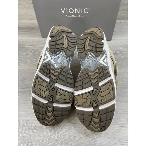 Vionic Walk Tabi SDE Women's 8 Cream Suede Mesh Comfort Athletic Walking Sneaker