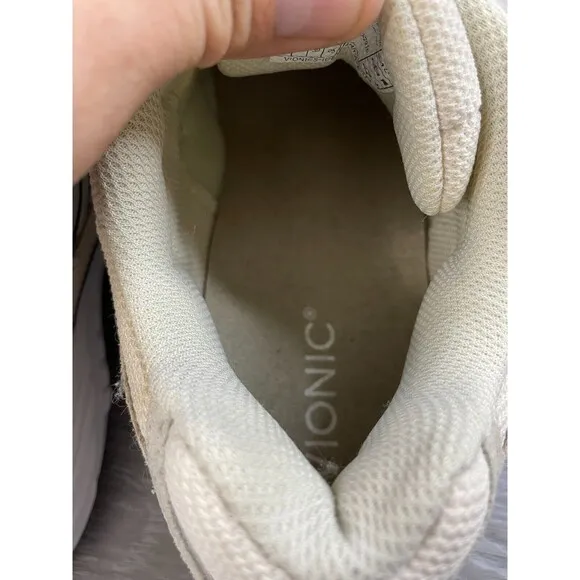 Vionic Walk Tabi SDE Women's 8 Cream Suede Mesh Comfort Athletic Walking Sneaker