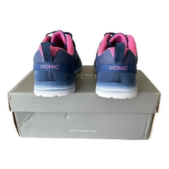 Vionic Women's Supportive Blue &amp; Pink Shoes Sneakers Vionic 335 Miles Indigo 7.5