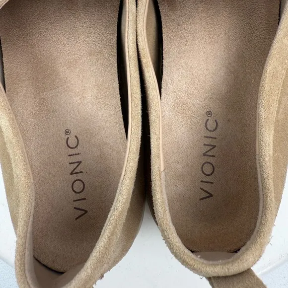 Vionic Womens Uptown 360 Flex Slip On Sand Tan Suede Comfort Loafers 10