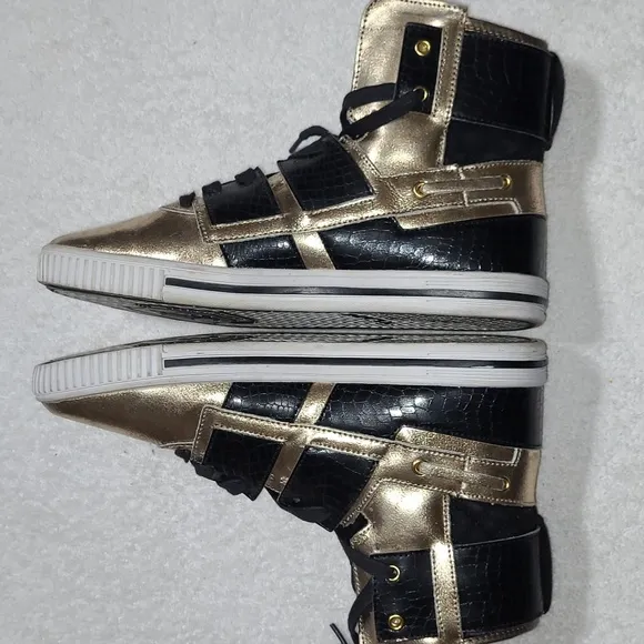 Vlado New Age High Top Gold and Black Sneakers Size 8.5 Mens
