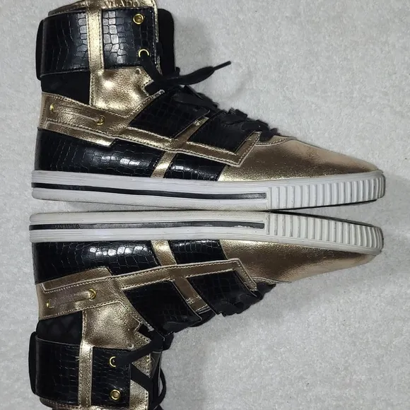 Vlado New Age High Top Gold and Black Sneakers Size 8.5 Mens