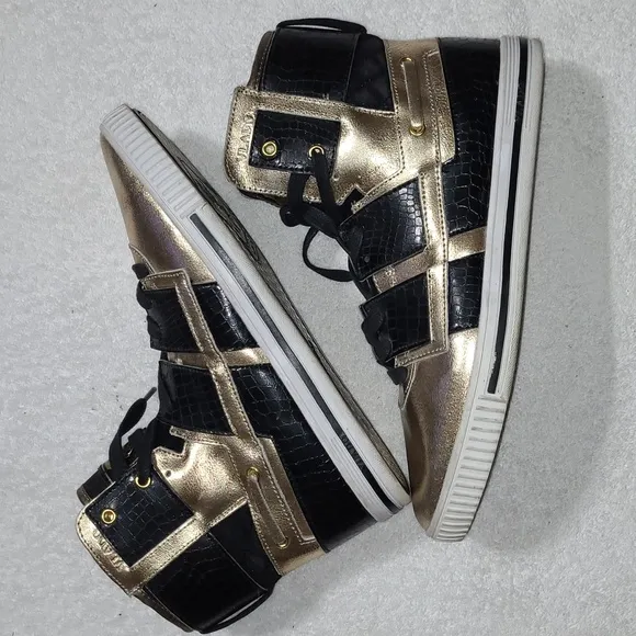 Vlado New Age High Top Gold and Black Sneakers Size 8.5 Mens