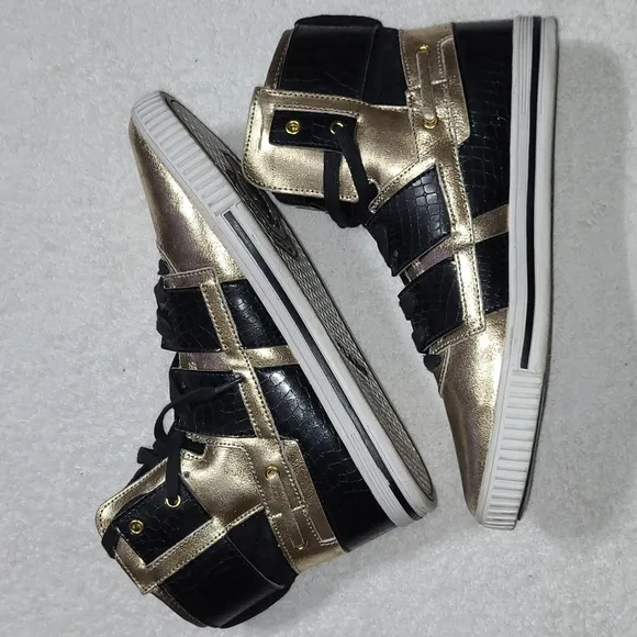 Vlado New Age High Top Gold and Black Sneakers Size 8.5 Mens