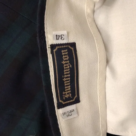 VTG 80's Huntington Men's Plaid Dress Pants Trousers Sz 37 Cuffed Pleated