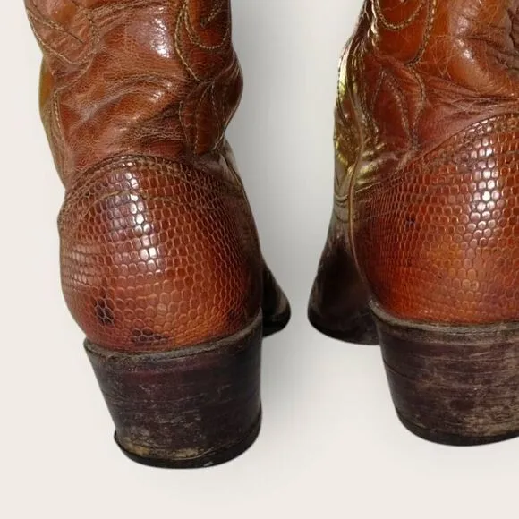 Vtg Dan Post Womens Boots Size 6.5C 4213 Leather/Lizard Skin Cowbgirl Western