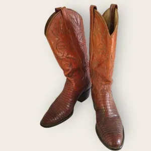 Vtg Dan Post Womens Boots Size 6.5C 4213 Leather/Lizard Skin Cowbgirl Western