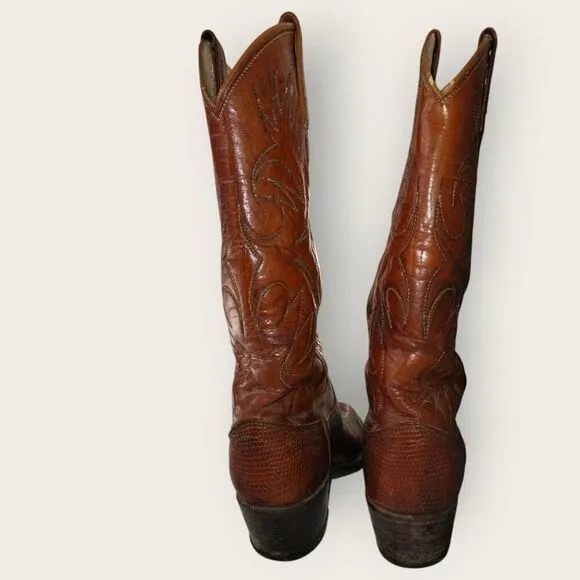Vtg Dan Post Womens Boots Size 6.5C 4213 Leather/Lizard Skin Cowbgirl Western