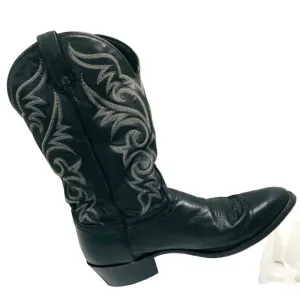 VTG J Chilsholm Dan Post Boots M 13 Black Leather Western Handcrafted Cowboy