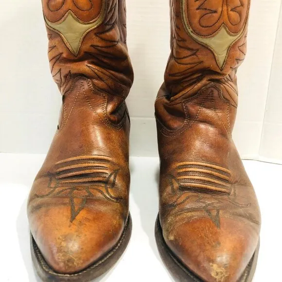 VTG Texas Brand Amazonas Boots Men 10D Leather Western Cowboy Steel Toe USA