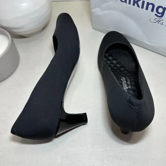Walking Cradles Joy Slip On Kitten Heel Black Comfort Shoe Women's 6M NWB