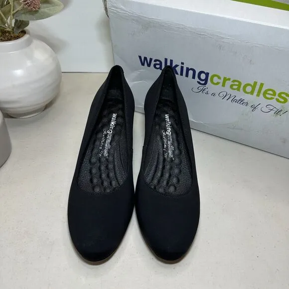 Walking Cradles Joy Slip On Kitten Heel Black Comfort Shoe Women's 6M NWB