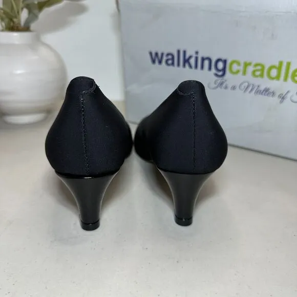 Walking Cradles Joy Slip On Kitten Heel Black Comfort Shoe Women's 6M NWB