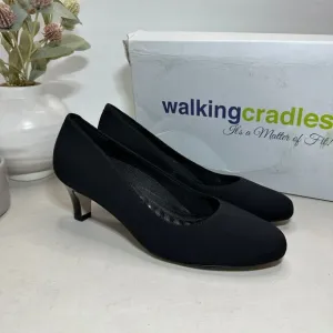 Walking Cradles Joy Slip On Kitten Heel Black Comfort Shoe Women's 6M NWB