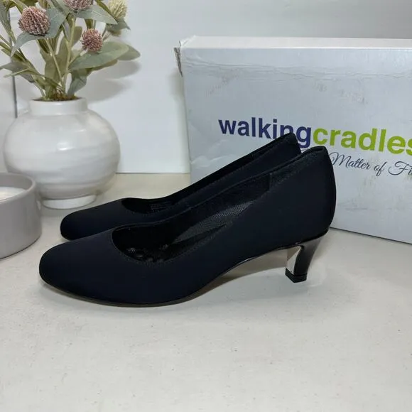Walking Cradles Joy Slip On Kitten Heel Black Comfort Shoe Women's 6M NWB
