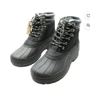 Weatherproof Vintage Mens Black Mixed Media Removable Insole Waterproof
