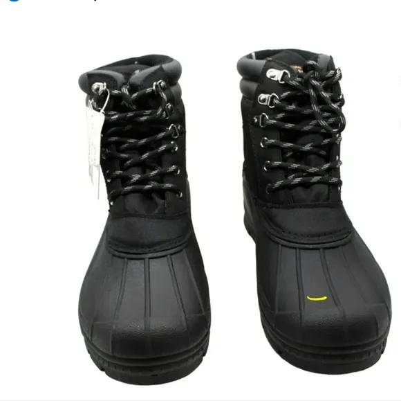 Weatherproof Vintage Mens Black Mixed Media Removable Insole Waterproof
