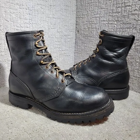 Wesco Jobmaster Men's Size 9.5 E US Black Leather Steel Toe Lace Up Boots