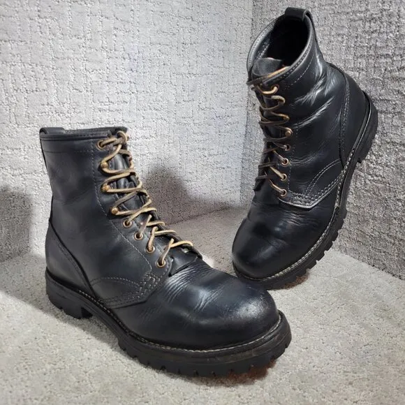Wesco Jobmaster Men's Size 9.5 E US Black Leather Steel Toe Lace Up Boots