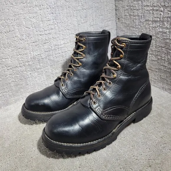 Wesco Jobmaster Men's Size 9.5 E US Black Leather Steel Toe Lace Up Boots