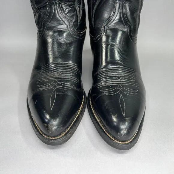 Western Men's Size 9.5 EE Black Leather Steel Toe Cowboy Boots