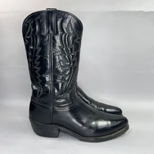 Western Men's Size 9.5 EE Black Leather Steel Toe Cowboy Boots
