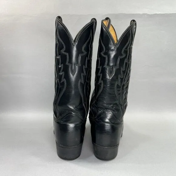 Western Men's Size 9.5 EE Black Leather Steel Toe Cowboy Boots