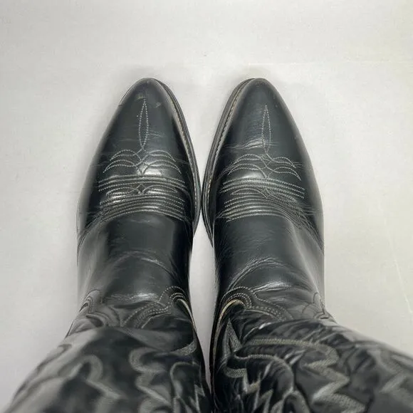 Western Men's Size 9.5 EE Black Leather Steel Toe Cowboy Boots