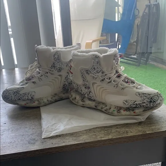 White and Black with minimal color Patterned High-Top SOP# Sneakers