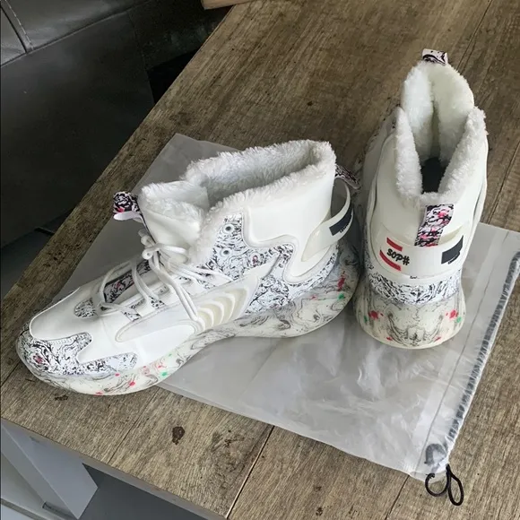 White and Black with minimal color Patterned High-Top SOP# Sneakers