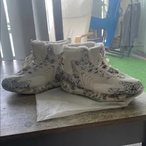 White and Black with minimal color Patterned High-Top SOP# Sneakers