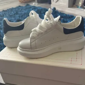 White and Blue Platform Sneakers