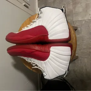 White and Red High-Top Sneakers Retro 12 Cherry Authentic