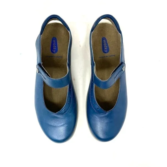 Wolky Drio Comfort Shoes Blue Vegi Leather