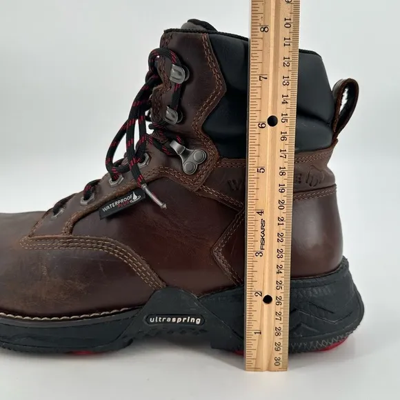 Wolverine Dura Shocks Ultra Spring WP Brown Steel Toe Lace Up Boots Size 11 EW