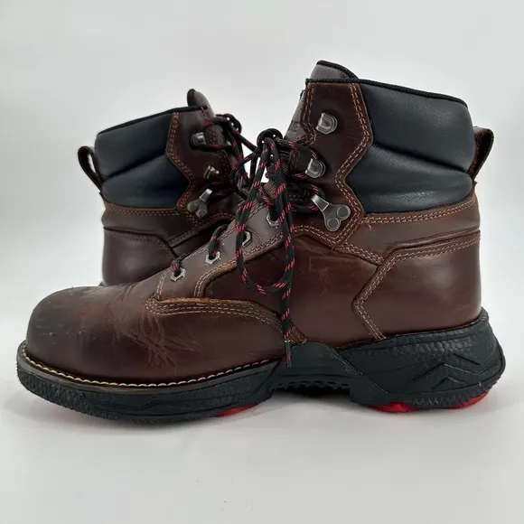 Wolverine Dura Shocks Ultra Spring WP Brown Steel Toe Lace Up Boots Size 11 EW