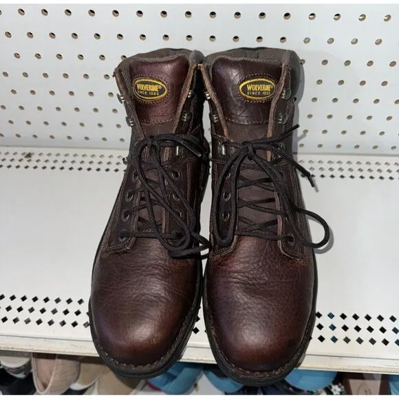 Wolverine Exert Mens Leather 6&quot; Steel Toe Work Boots Size 11.5 EXTRA WIDE Brown