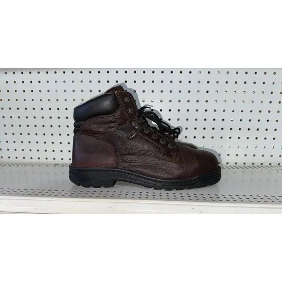 Wolverine Exert Mens Leather 6&quot; Steel Toe Work Boots Size 11.5 EXTRA WIDE Brown